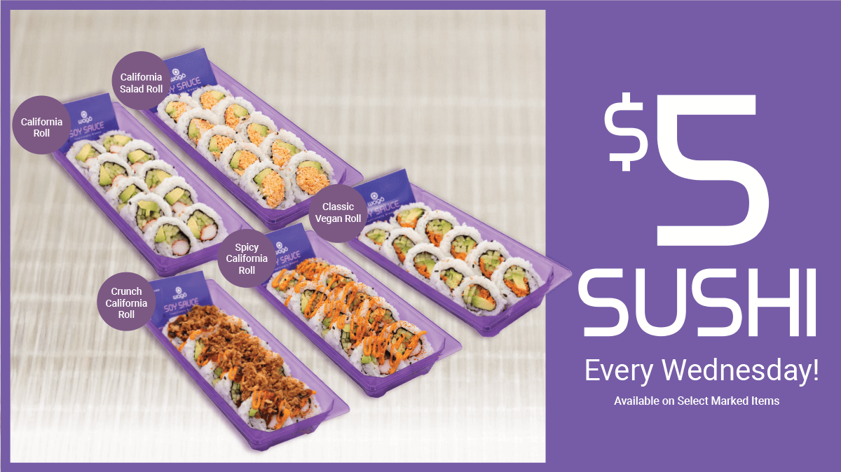 $5 sushi every Wednesday